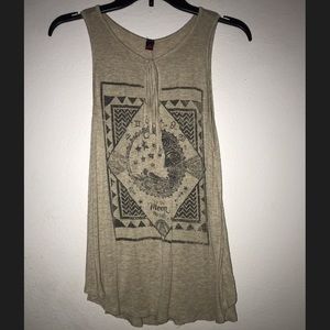 Beige Flowy Tank Top